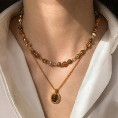 Daphne Organic Tiger-Eye Pendant Necklace