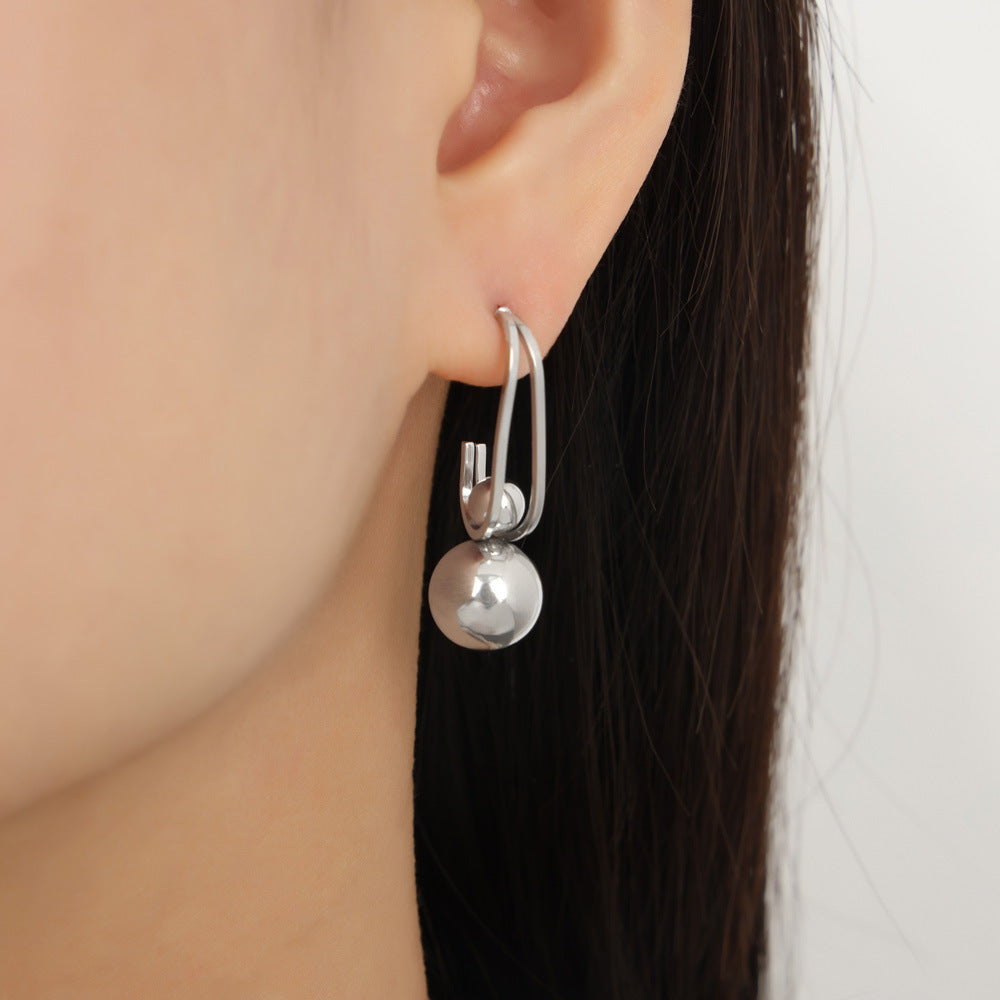 Polished Round Bead Drop Earrings