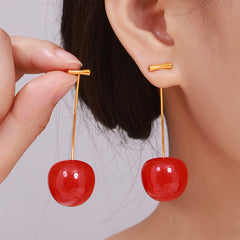 Resin Cherry-Inspired Drop Earrings