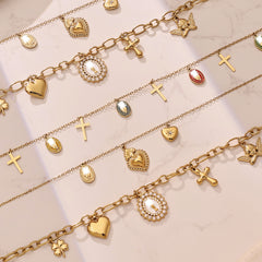 18K Gold-Plated Cross and Enamel Pendant Necklaces