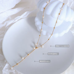 18K Gold-Plated Pearl-Look Lariat Necklace