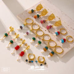 Natural Stone Bead Drop Earring Designs