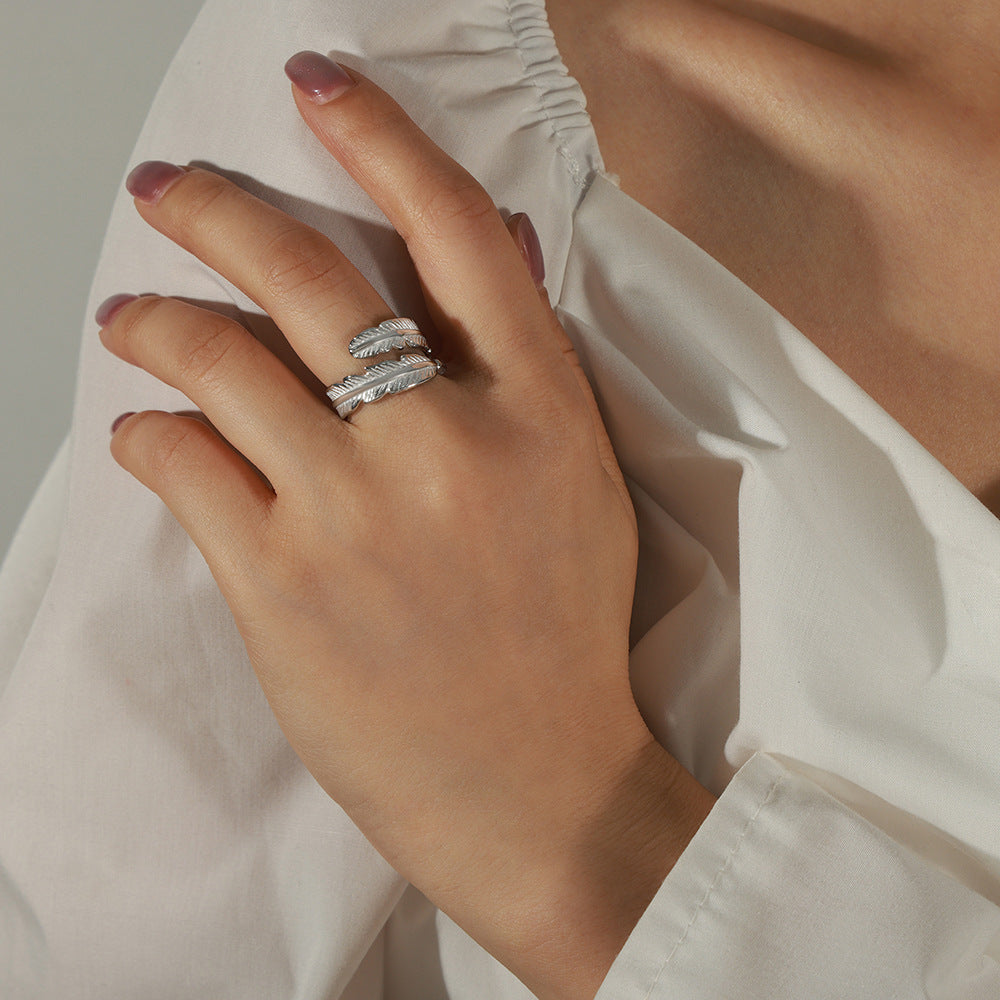 Feather Open Cuff and Ring Jewelry