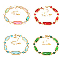 Colored Glass Link Bracelet