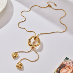 Circle and Heart Drop Slider Necklace