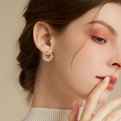 Daphne Vintage-Inspired Pearl Pavé Moon Stud Earrings