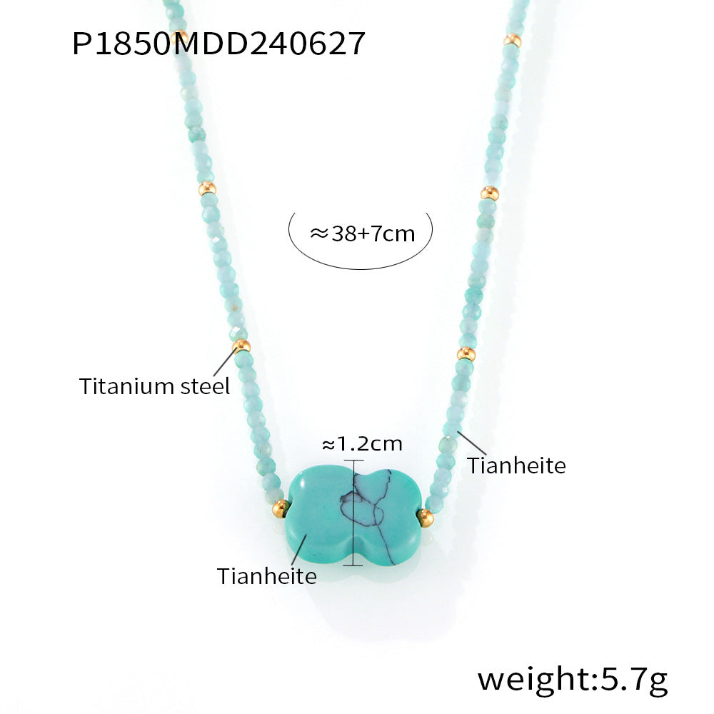 Amazonite Beaded Flower Pendant Necklace