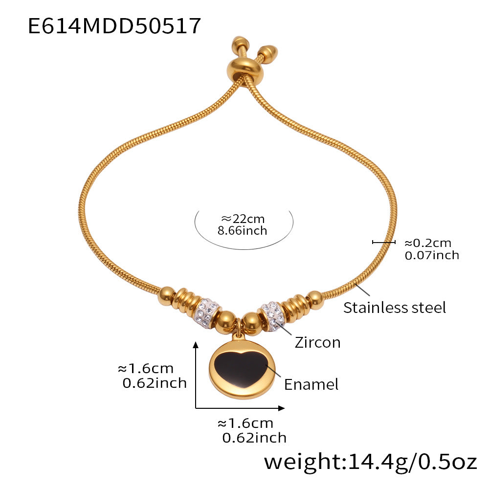 Enamel Heart Sliding Chain Bracelet