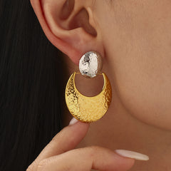 Sculptural Heart or Crescent Drop Earrings