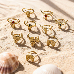 18K Gold-Plated Bull Head Open Ring
