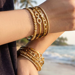 18K Gold-Plated Cubic Zirconia Bangle Designs