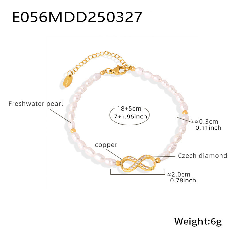 Freshwater Pearl Infinity Detail Bracelet