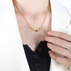 Natural Stone Curved Pendant Necklace