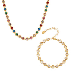 Cubic Zirconia Tennis Necklace & Bracelet