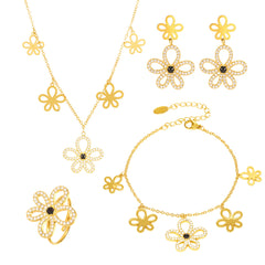 Cubic Zirconia Flower Necklace, Bracelet, Earrings or Ring