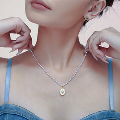 Mother-of-Pearl Starburst Faux Pearl Necklace