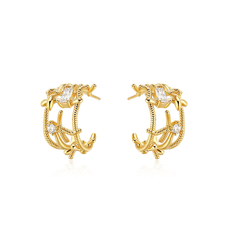 Nadine Textured Twisted Stud Earrings