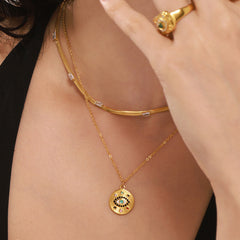 18K Gold-Plated Eye Motif Necklaces & Ring