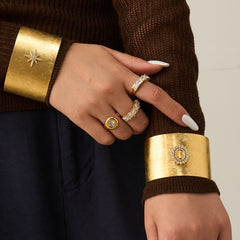 Geometric Stone-Accent Wide Cuff Bracelet