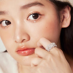 Camille Vintage-Inspired Pearl Pavé Adjustable Ring