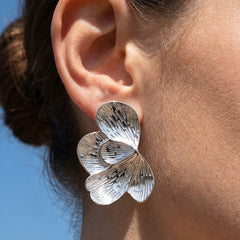 Textured Leaf Statement Stud Earrings
