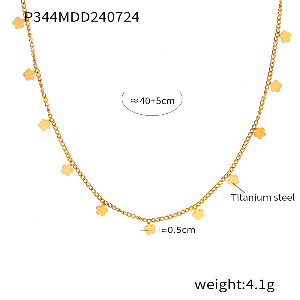 18K Gold-Plated Petite Flower Station Necklace