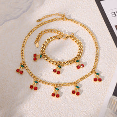 Cherry Glass Accent Necklace or Bracelet
