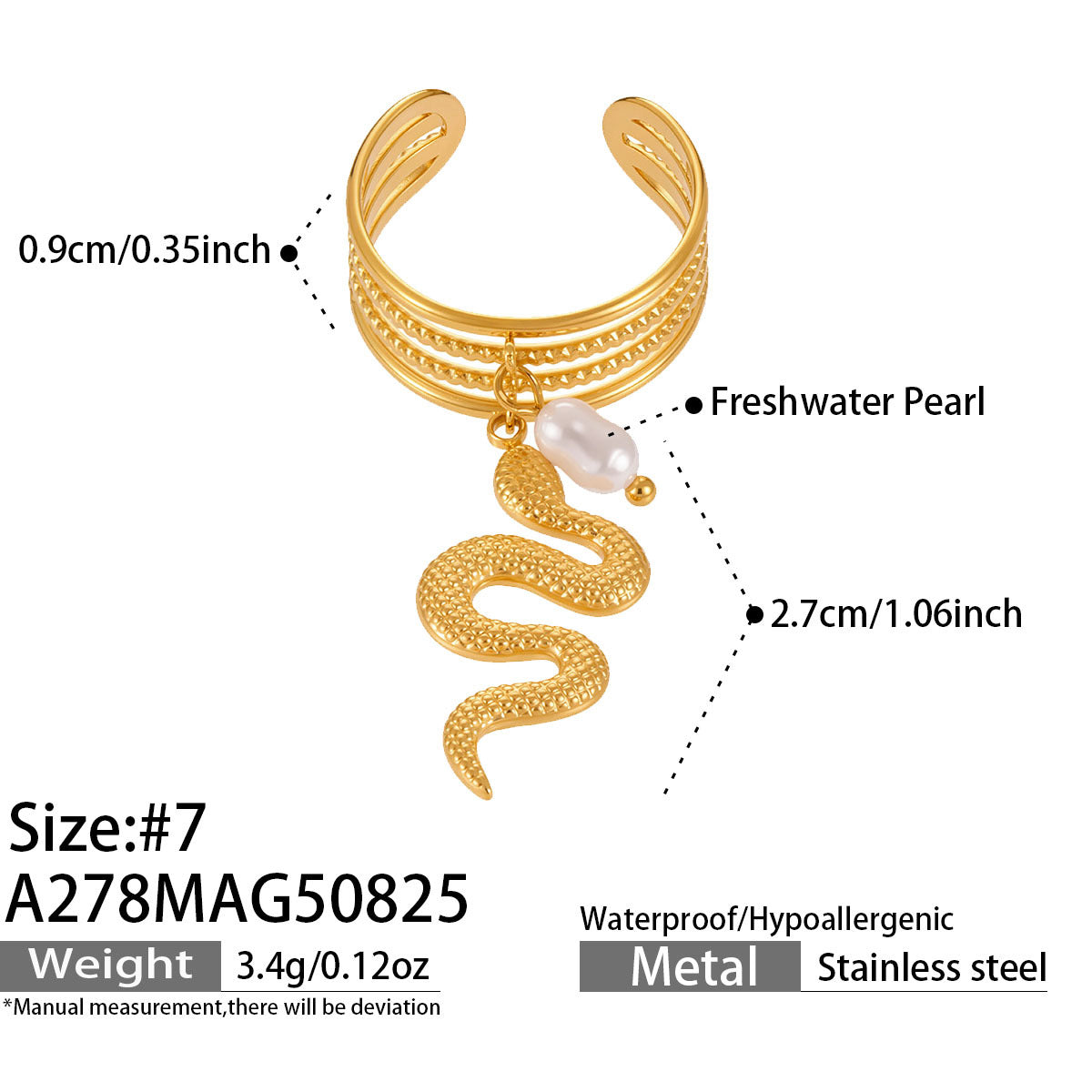 Gold-Tone Sculptural Snake Ring Designs