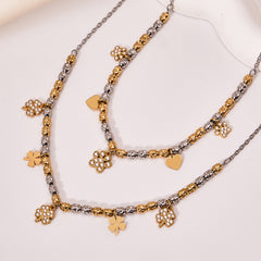 Two-Tone Clover Charm Necklace or Bracelet