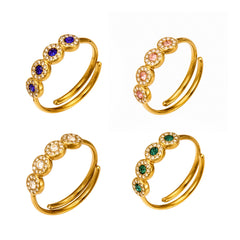18K Gold-Plated Cubic Zirconia Five-Stone Ring