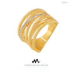Silver-Tone Sparkling Layered Ring