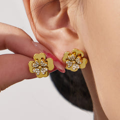 18K Gold-Plated Sculptural Clover Jewelry