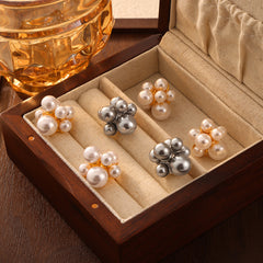 Clustered Shell Pearl-Look Stud Earrings