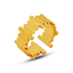 18K Gold-Plated Irregular Bar Open Ring