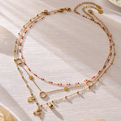Natural Stone Floral Charm Necklace or Bracelet