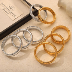 Ribbed Coil Bangle Bracelet