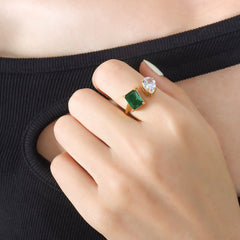 Cubic Zirconia Geometric Open Ring