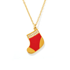 Red Enamel Holiday Stocking Necklace