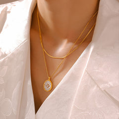 18K Gold-Plated Shell Pendant Necklace & Chain