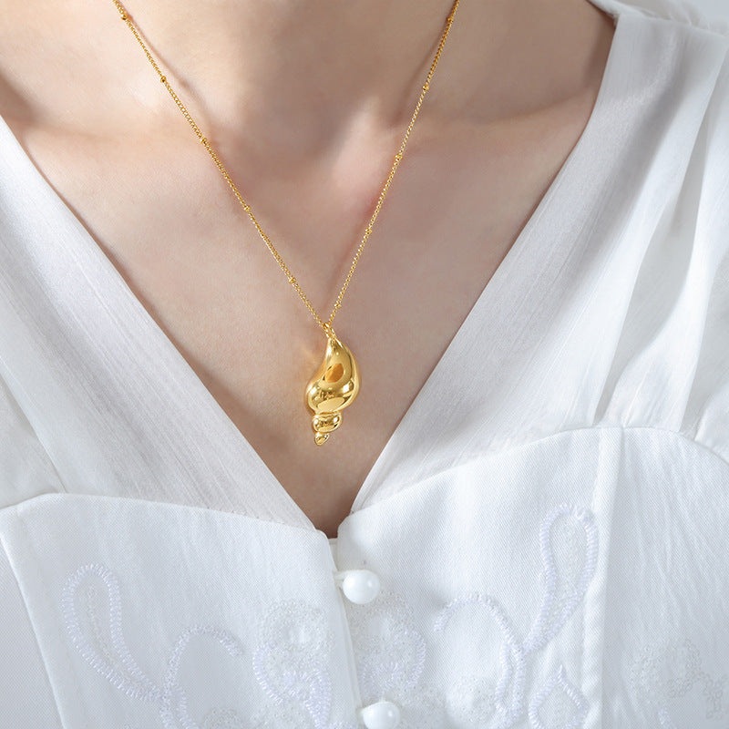 Gold-Tone Spiral Shell Pendant Necklace