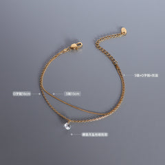 Gold-Tone Double-Layer Cubic Zirconia Bracelet