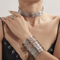 Wrapped Wire Collar Necklace, Cuff Bracelet & Ring