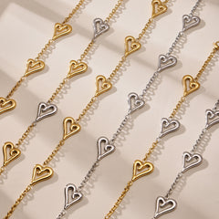 18K Gold-Plated Open Heart Necklace or Bracelet