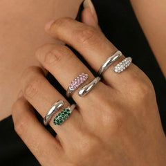 Colored Stone Crossed Open Ring