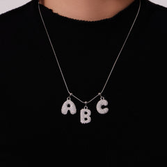 Cubic Zirconia Letter Charms & Separate Necklace Chains