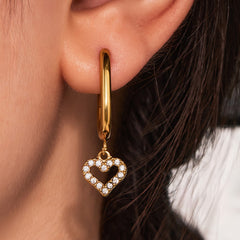 Gold-Tone Heart Charm Earring Designs