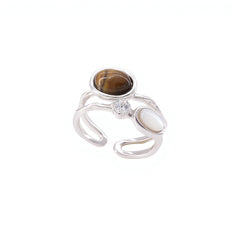 Marielle Tiger-Eye Pavé Adjustable Ring