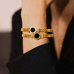 18K Gold-Plated Round Inlay Bracelet