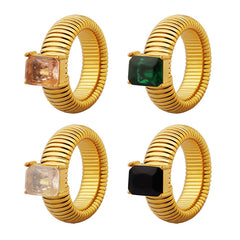 Ribbed Glass Stone Ring