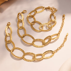 18K Gold-Plated Hammered Oval Link Bracelet